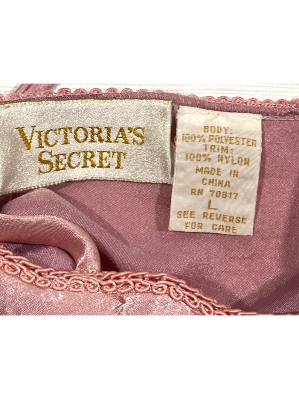 Vintage Victoria Secret gold label Satin Pink slip Dress Sheer Halter Neck L - Picture 7 of 12